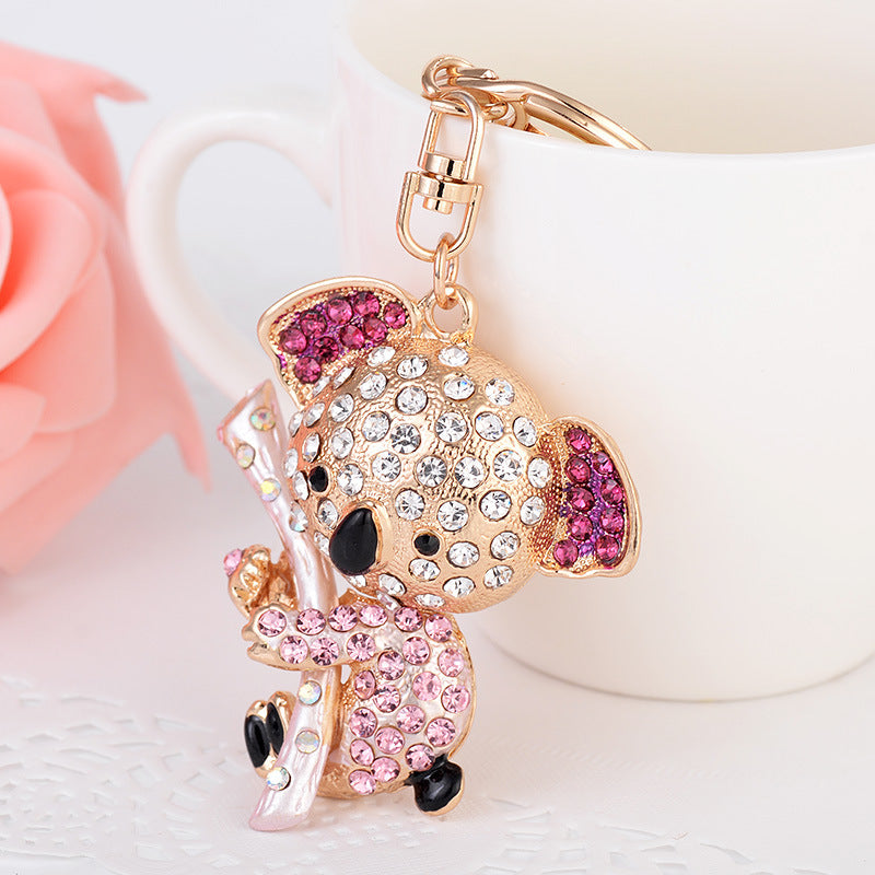 Fashion Diamond-embedded Koala Keychain Metal Animal Pendant Bag Ornament Gifts