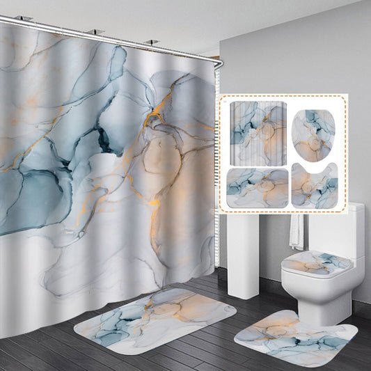Modern Shower Curtains Bathroom Curtain Set Anti-slip Bath Mat Soft Carpet Water Absorption Rugs Home Decor