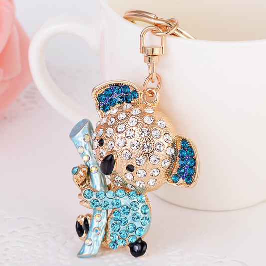 Fashion Diamond-embedded Koala Keychain Metal Animal Pendant Bag Ornament Gifts