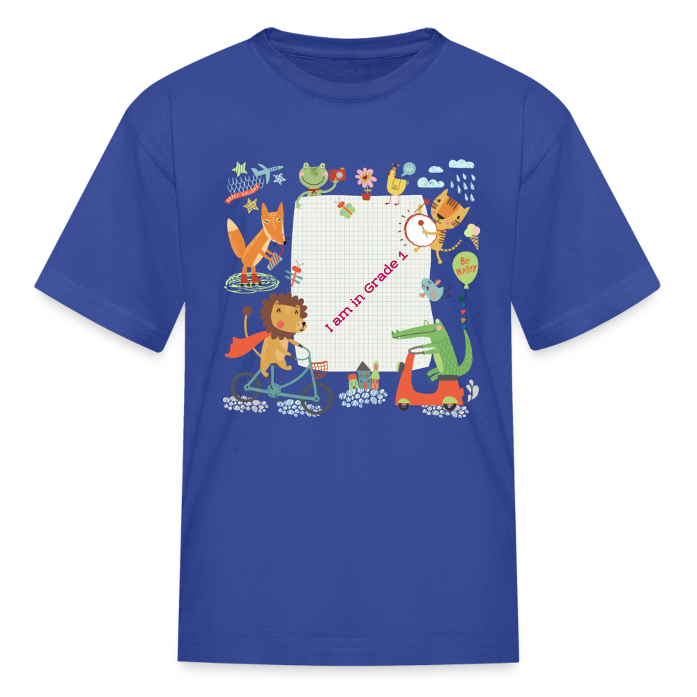 Kids' T-Shirt-I am In Grade 1-your personalise  design - royal blue