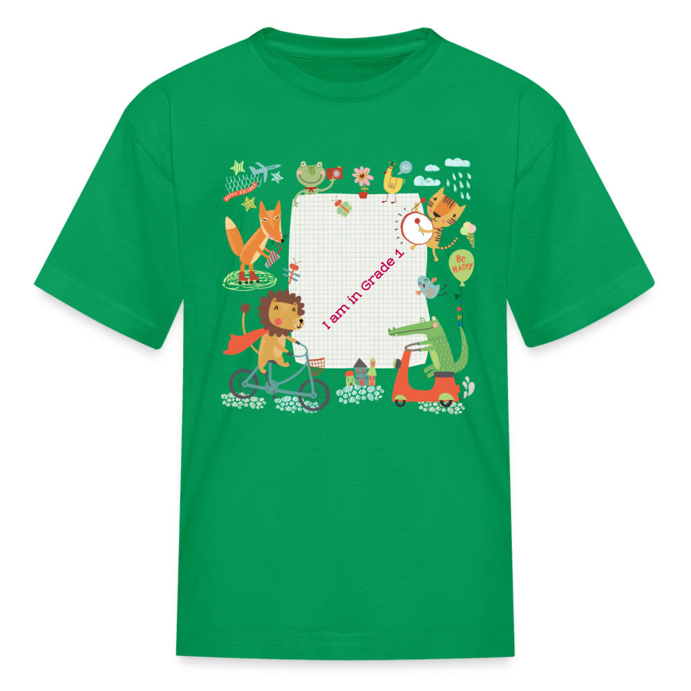 Kids' T-Shirt-I am In Grade 1-your personalise  design - kelly green