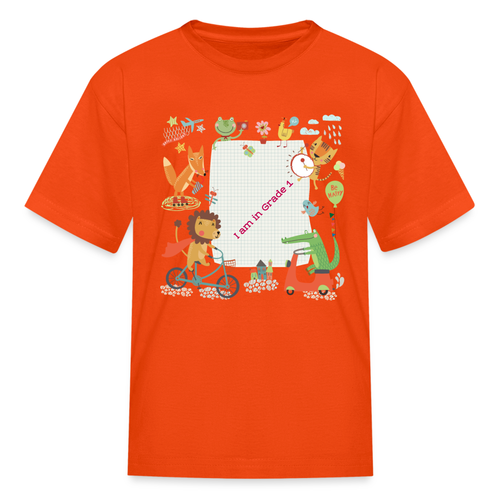 Kids' T-Shirt-I am In Grade 1-your personalise  design - orange