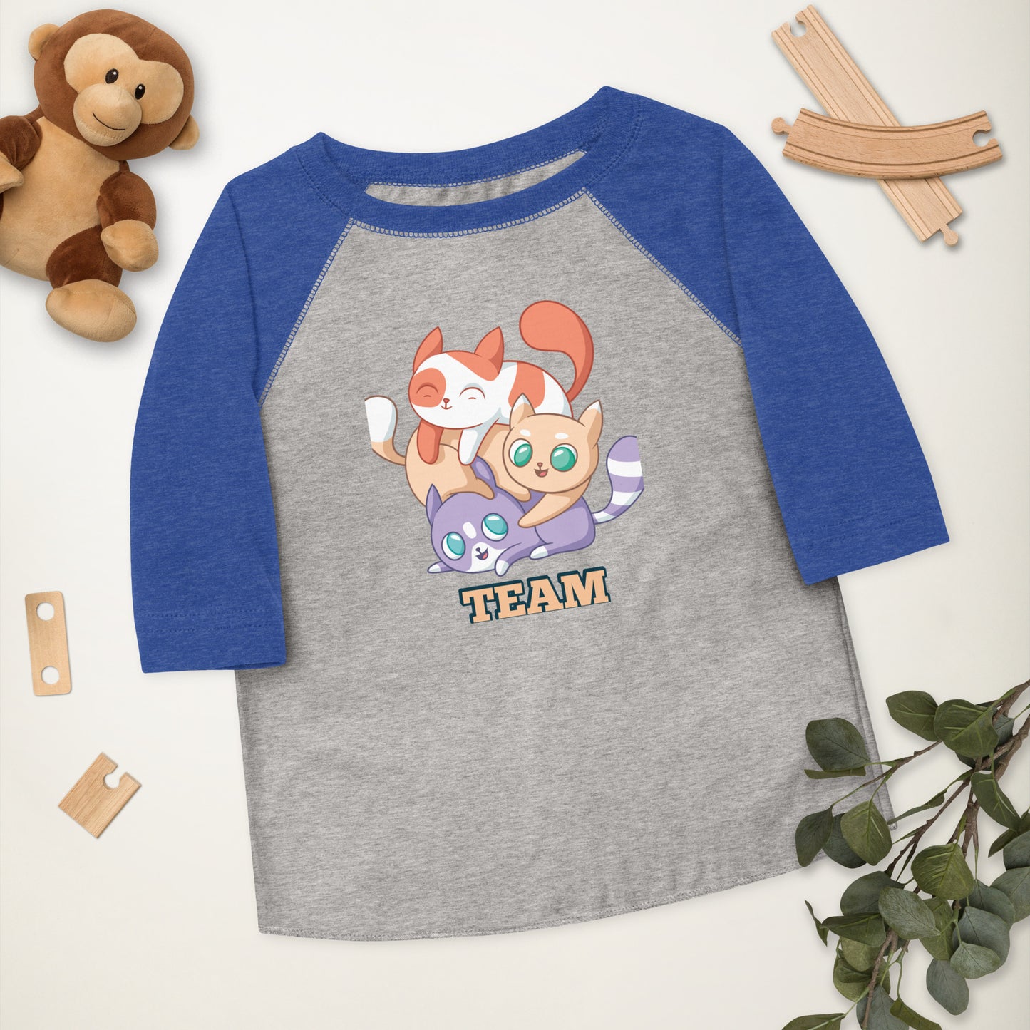 Cute Toddler baseball shirt -Cat Team
