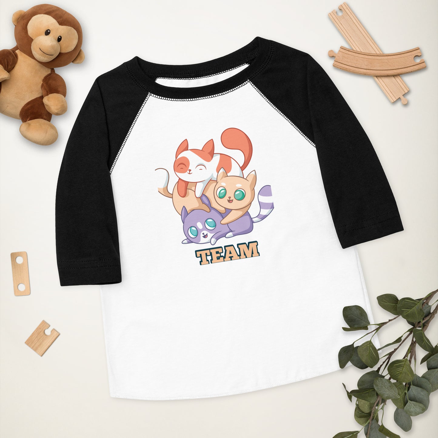 Cute Toddler baseball shirt -Cat Team