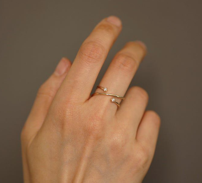 minimalist Zircon Flower Ring Women's Fashion Ring