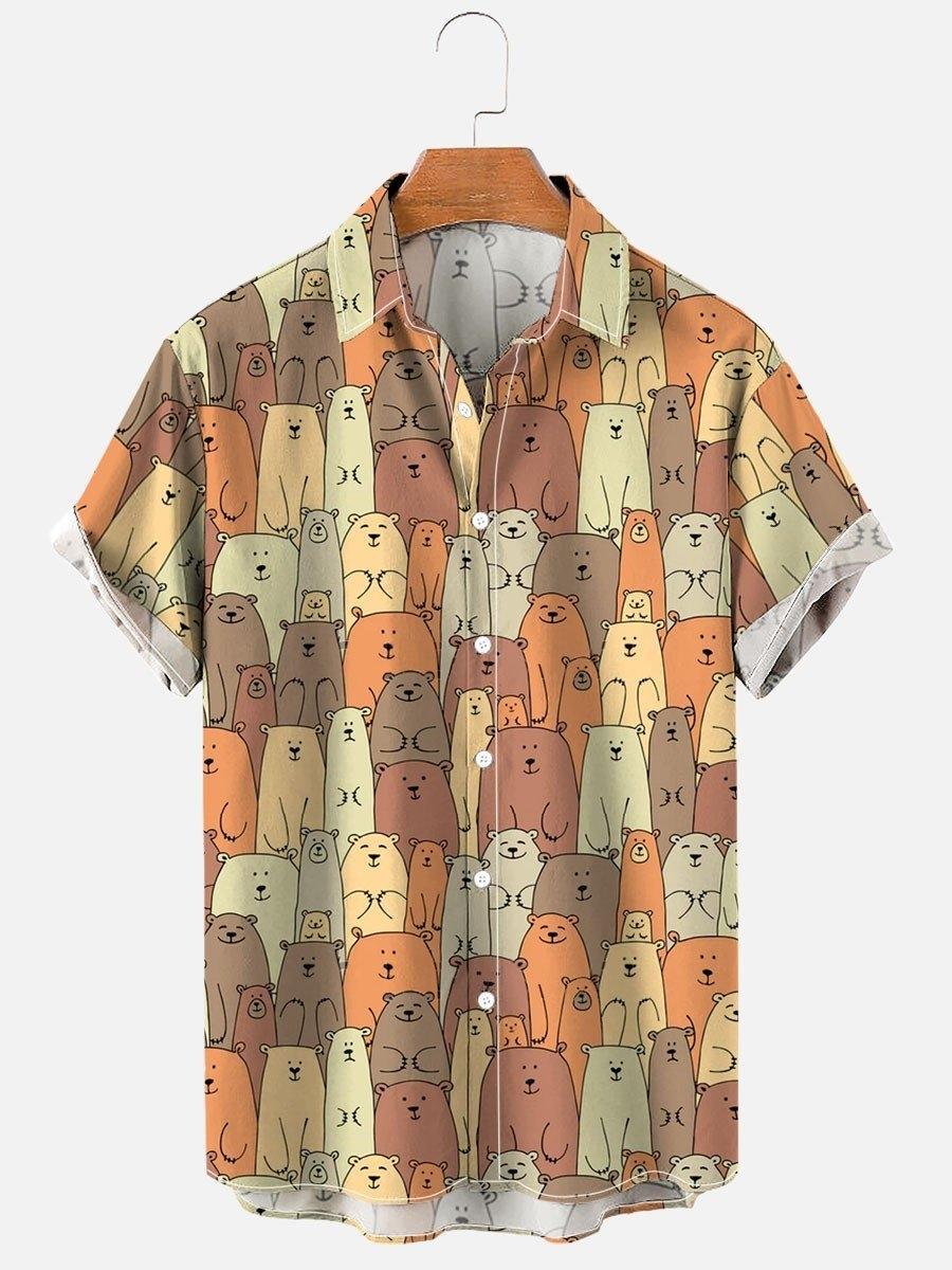 Fashion Bear Print Hawaiian Men's Shirt