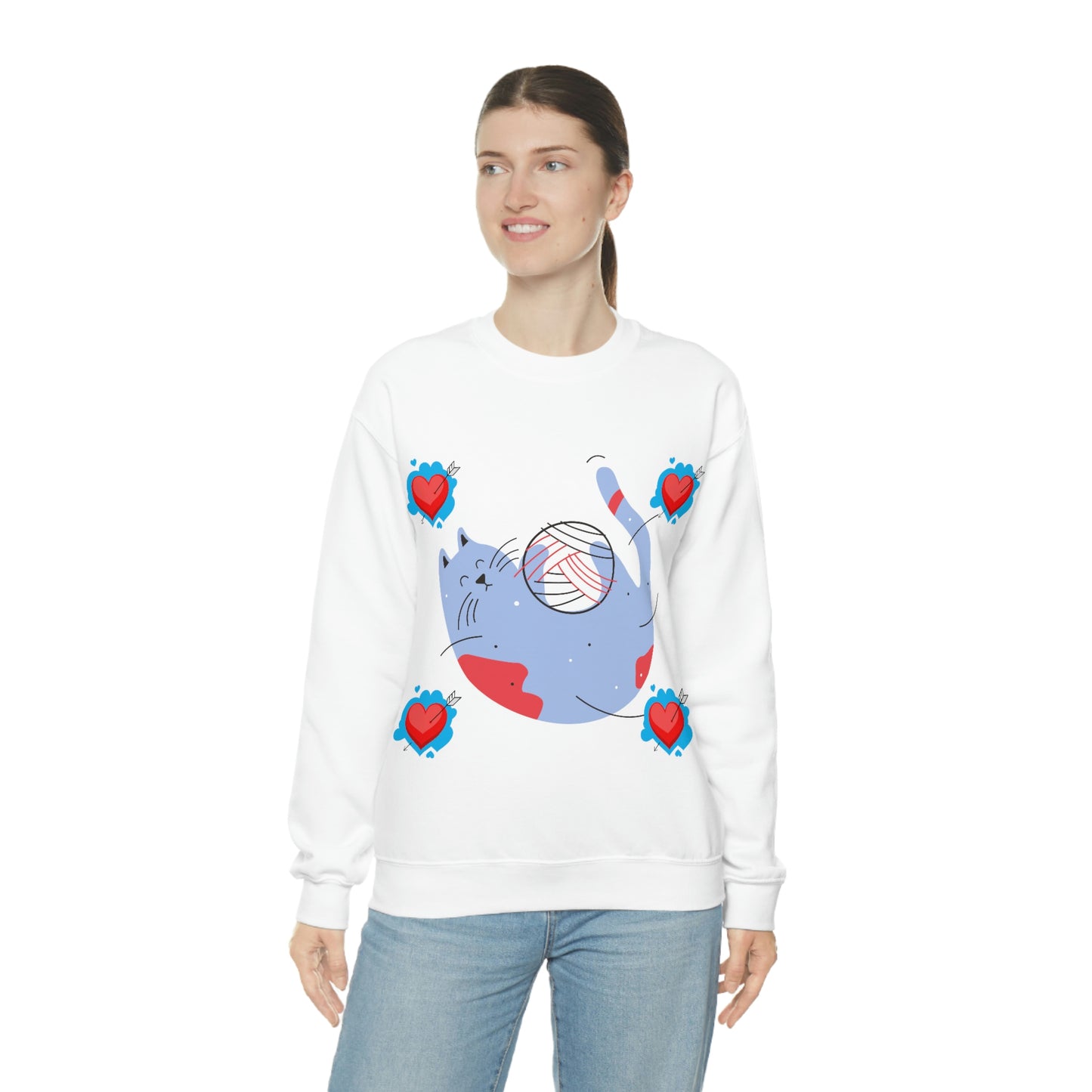 Unisex Heavy Blend™ Crewneck Sweatshirt- Love cat-Heart