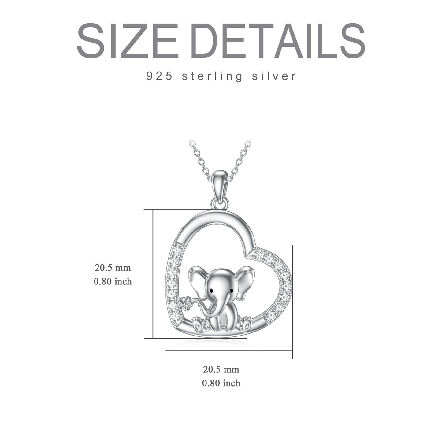 Sterling Silver Elephant Pendant and Necklace- Gifts for Women