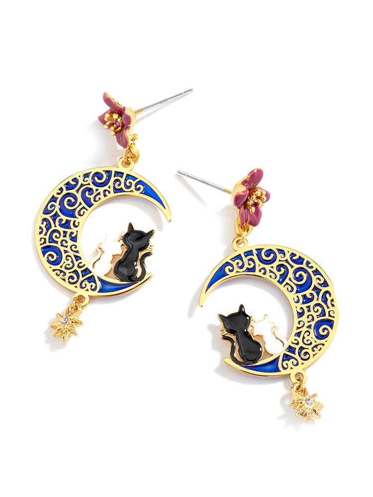 Trendy Cute Cat moon Earrings