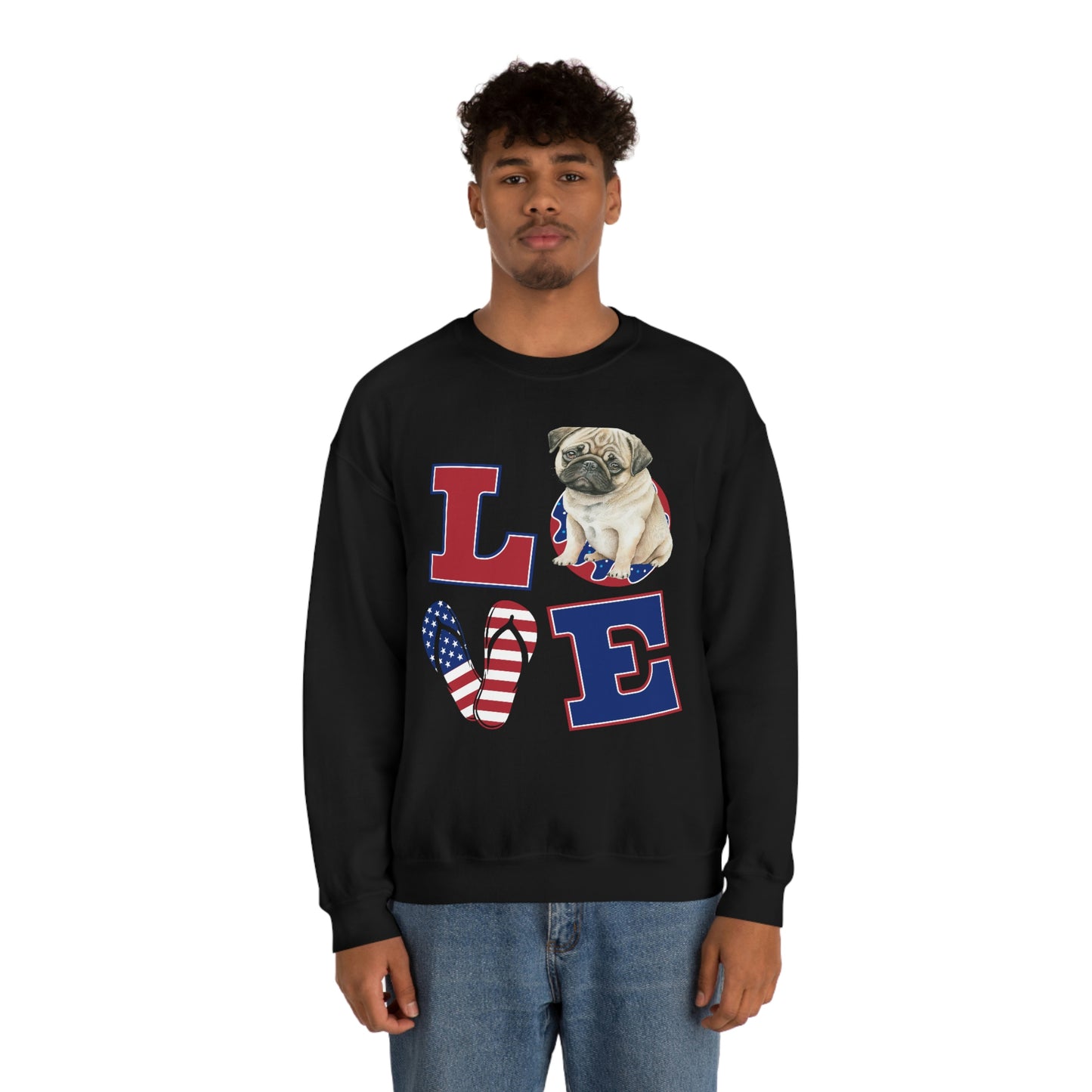 Unisex Heavy Blend™ Crewneck Sweatshirt - Love America, Love Dog