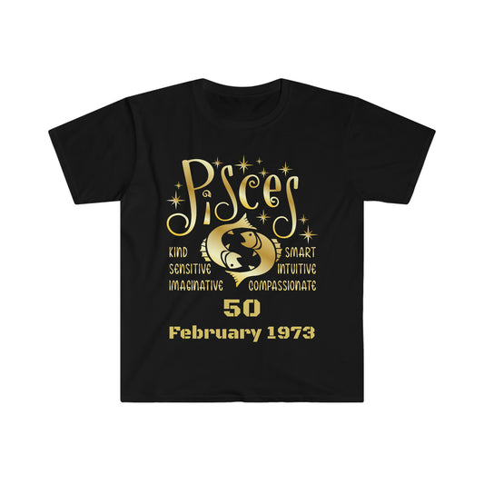 Unisex Softstyle T-Shirt-Pisces Zodiac Sign-February-50th Birthday