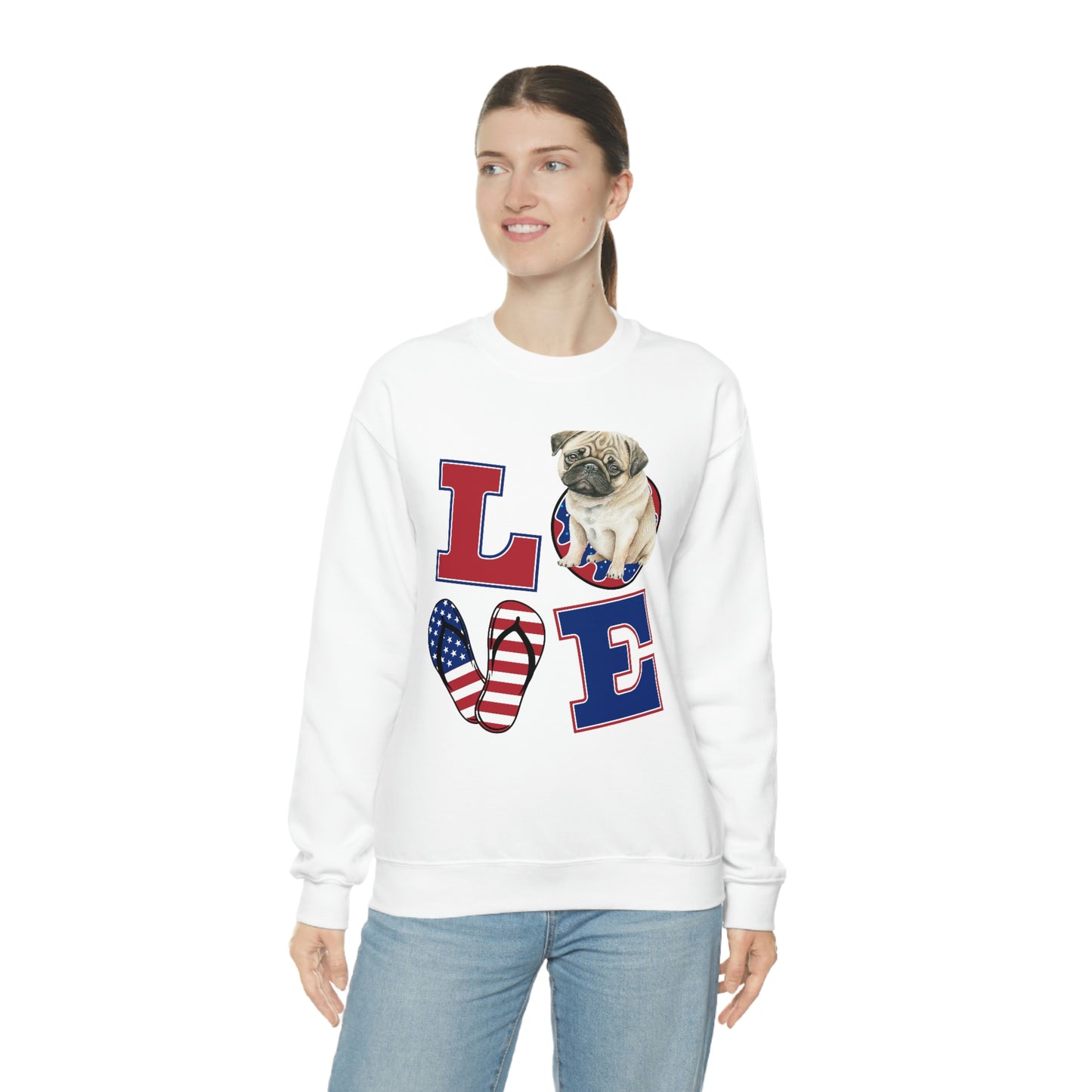 Unisex Heavy Blend™ Crewneck Sweatshirt - Love America, Love Dog
