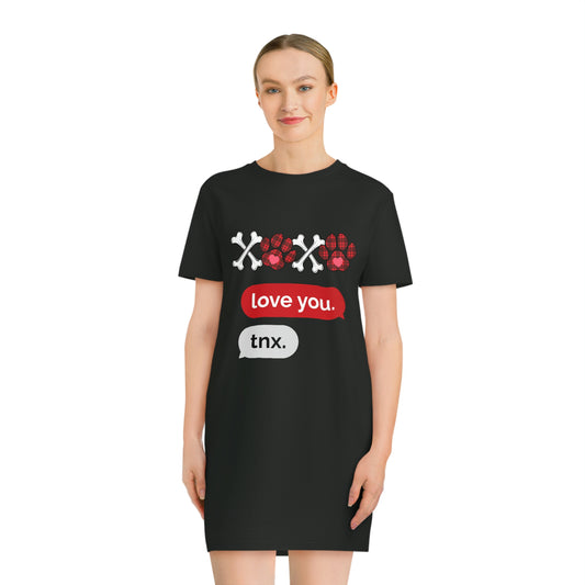 Spinner T-Shirt Dress-Love You,Paw,Chat message