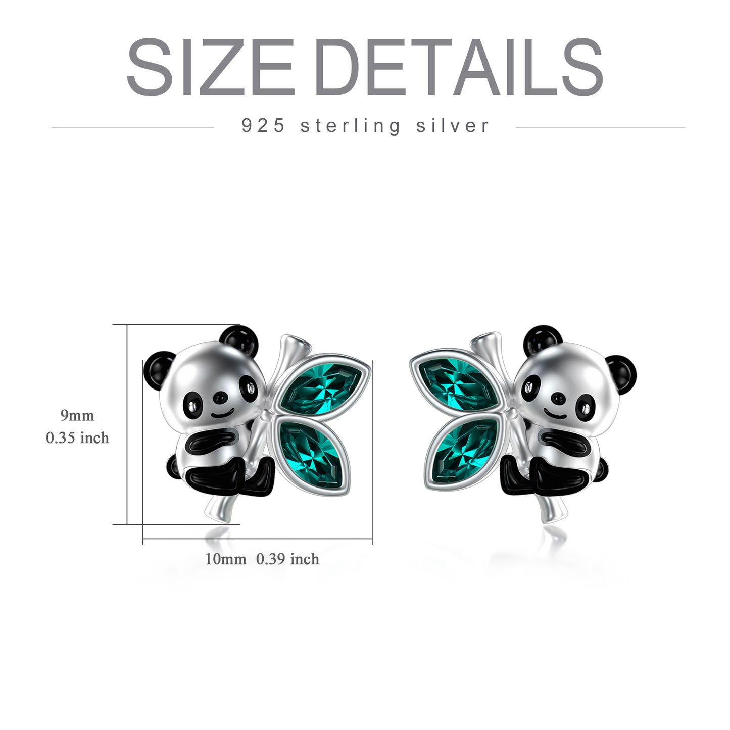 Sterling Silver Panda Stud Earrings for Women-for good luck