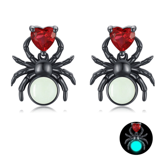 Spider 925 Sterling Silver Stud Earrings for Women -Glow in the Dark