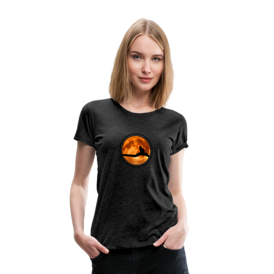 Women’s Cat world print Premium T-Shirt - charcoal gray