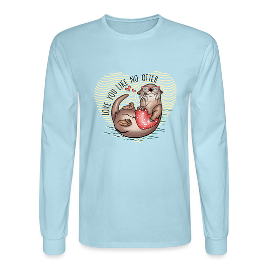 Men's Long Sleeve T-Shirt-Love Otter-Valentine's Gift - powder blue