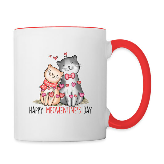 Contrast Coffee Mug-Valentine's Gift-Two Cats - white/red