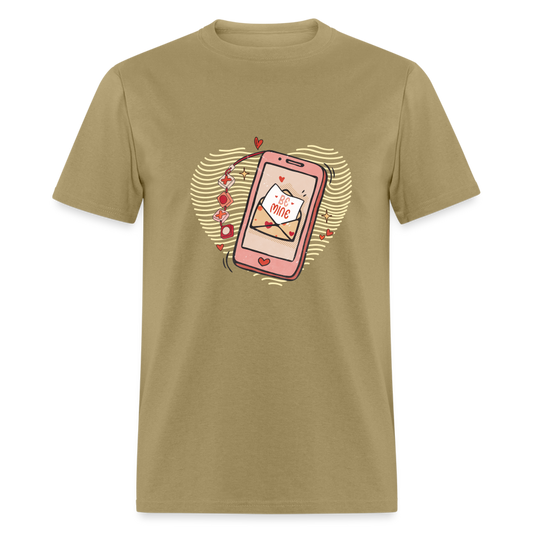 Unisex Classic T-Shirt-Valentine's Gift-Be Mine, Heart - khaki