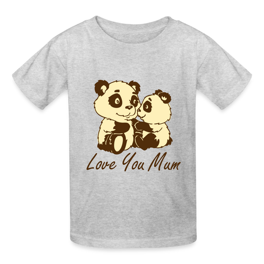 Hanes Youth Tagless T-Shirt-Grey-Panda-Love You Mum - heather gray
