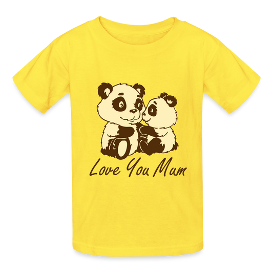 Hanes Youth Tagless T-Shirt-Panda-Love you mum - yellow