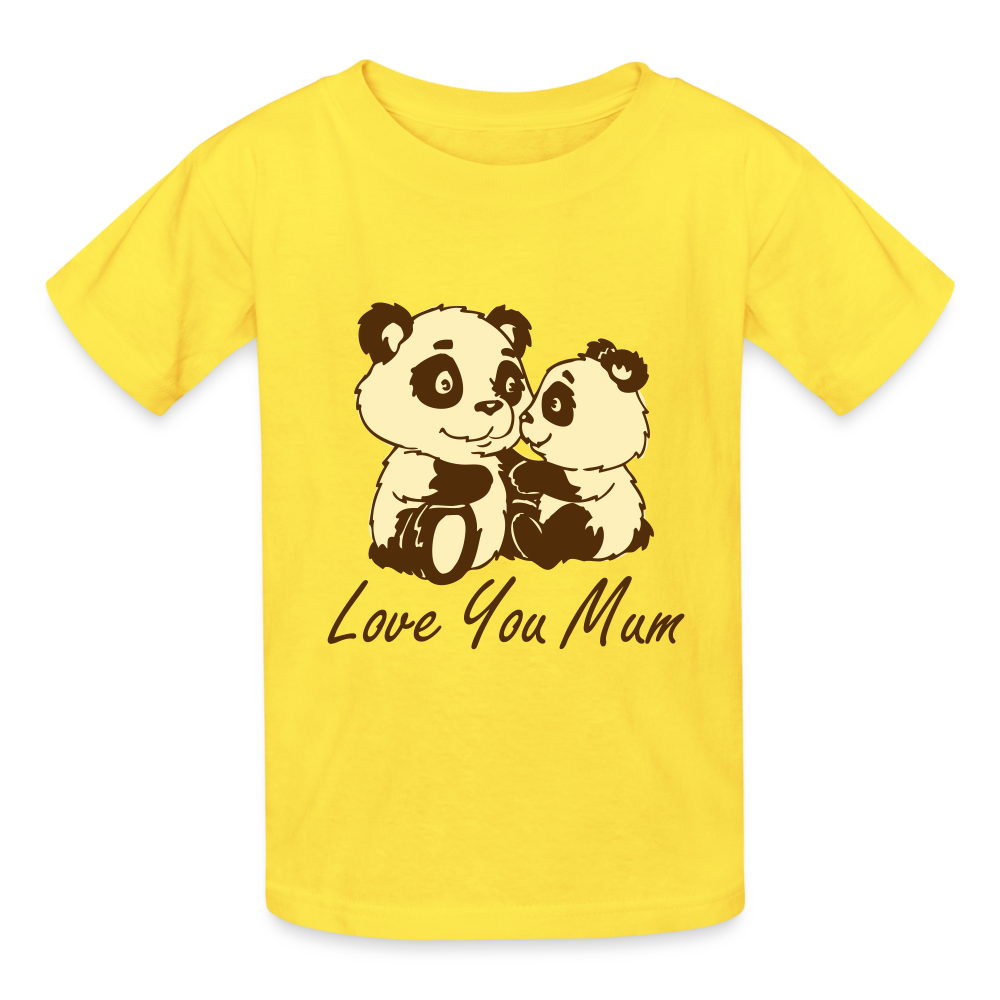 Hanes Youth Tagless T-Shirt-Panda-Love you mum - yellow