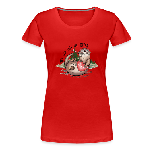 Women’s Premium Red T-Shirt-Love Otter-Valentine's Gift - red