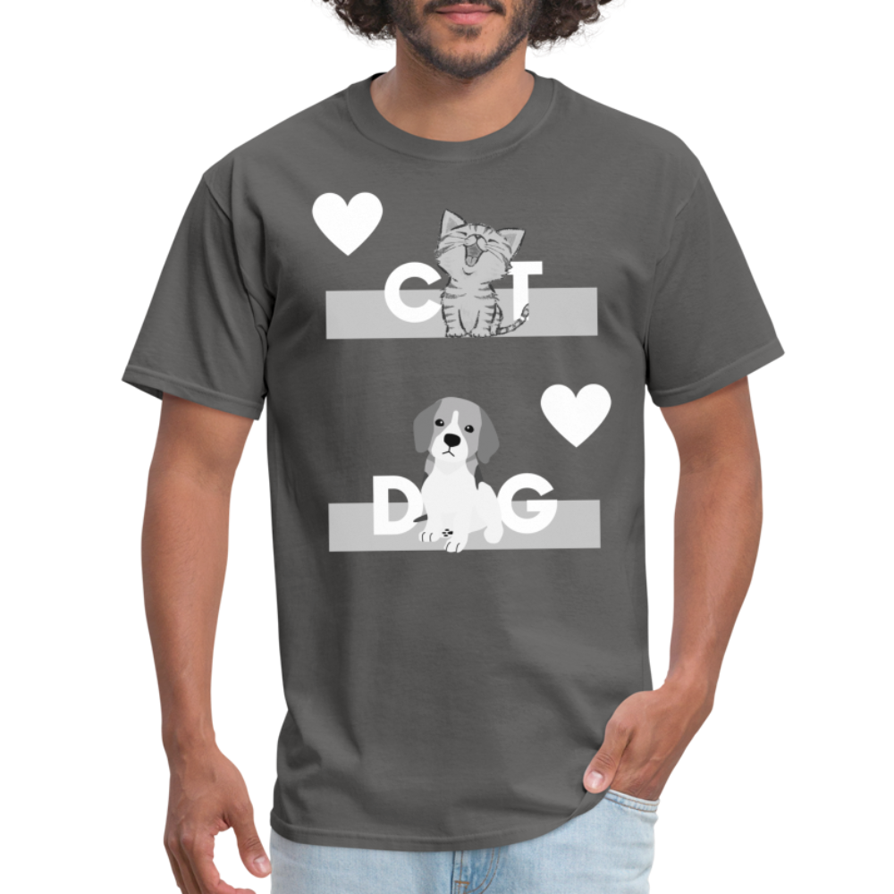 Unisex Classic T-Shirt - Cat and Dog - charcoal