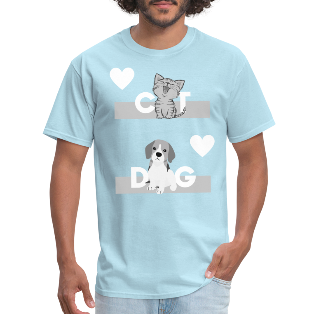 Unisex Classic T-Shirt - Cat and Dog - powder blue