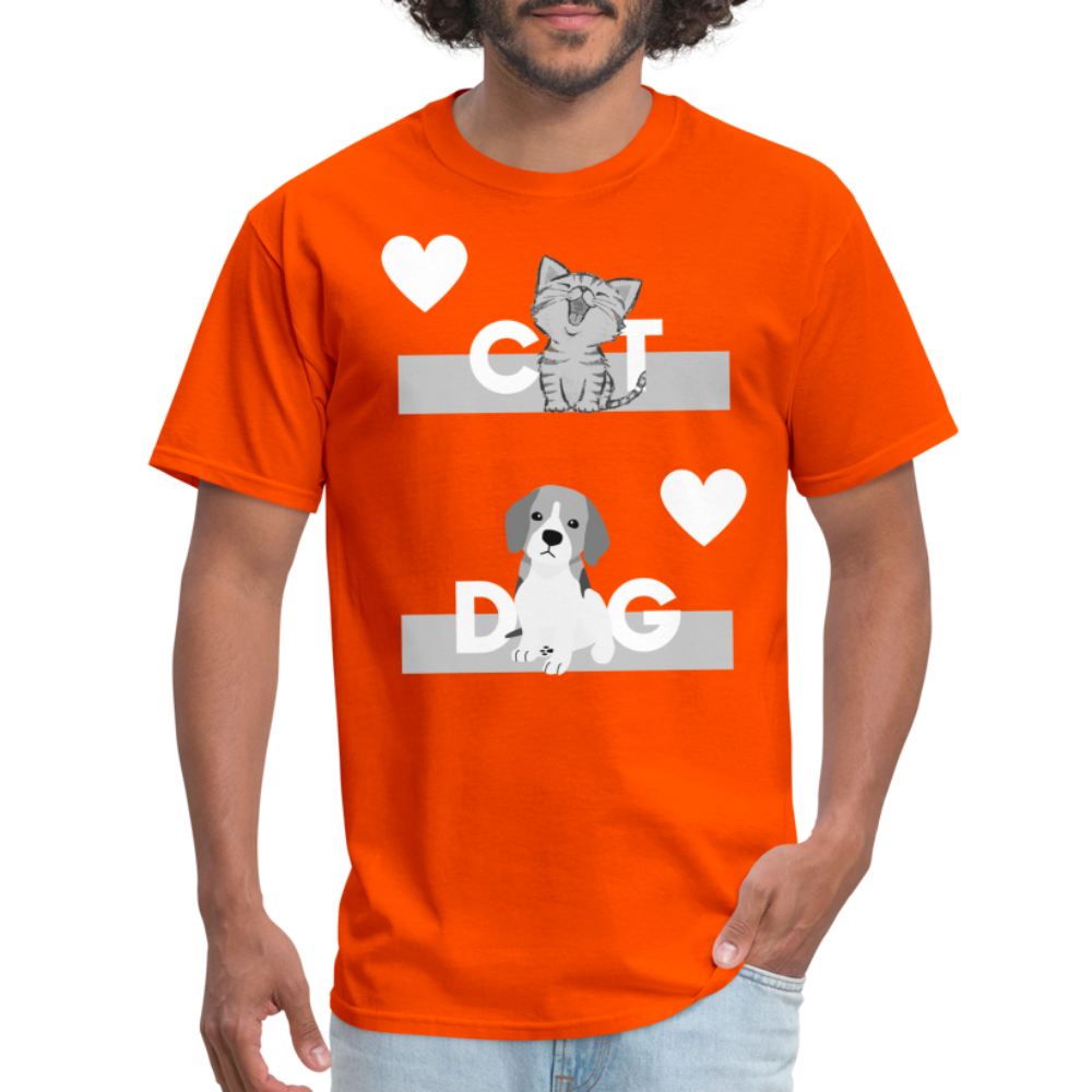Unisex Classic T-Shirt - Cat and Dog - orange