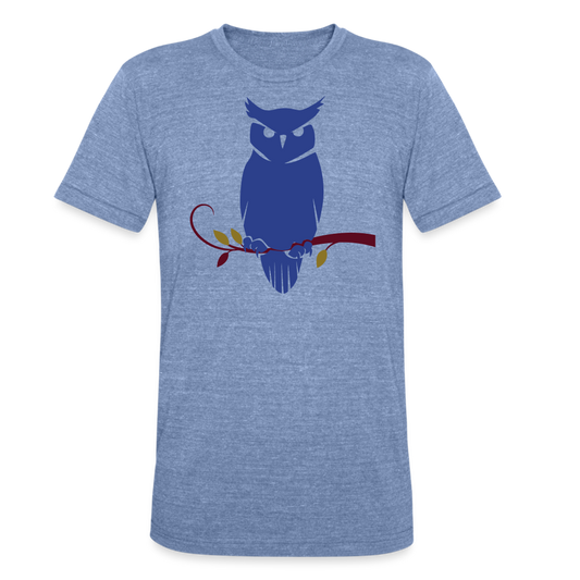 Unisex Tri-Blend T-Shirt-Owl - heather blue