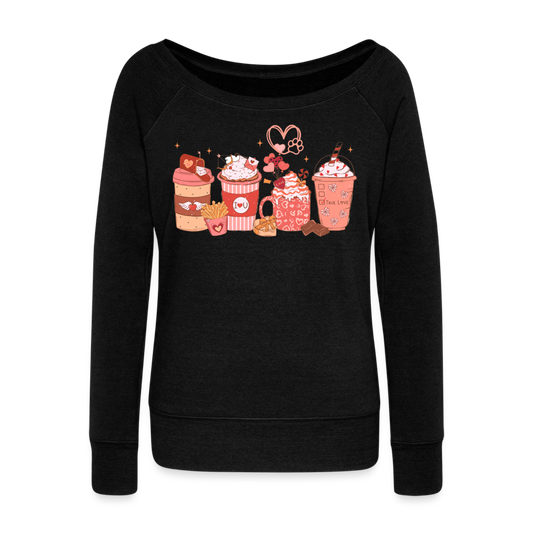 Women's Wideneck Sweatshirt-Love Coffee - black