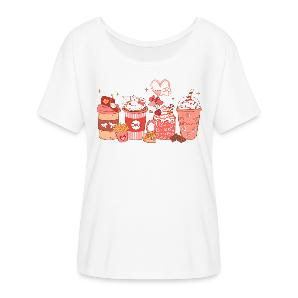 Women’s Flowy T-Shirt-Love Coffee - white