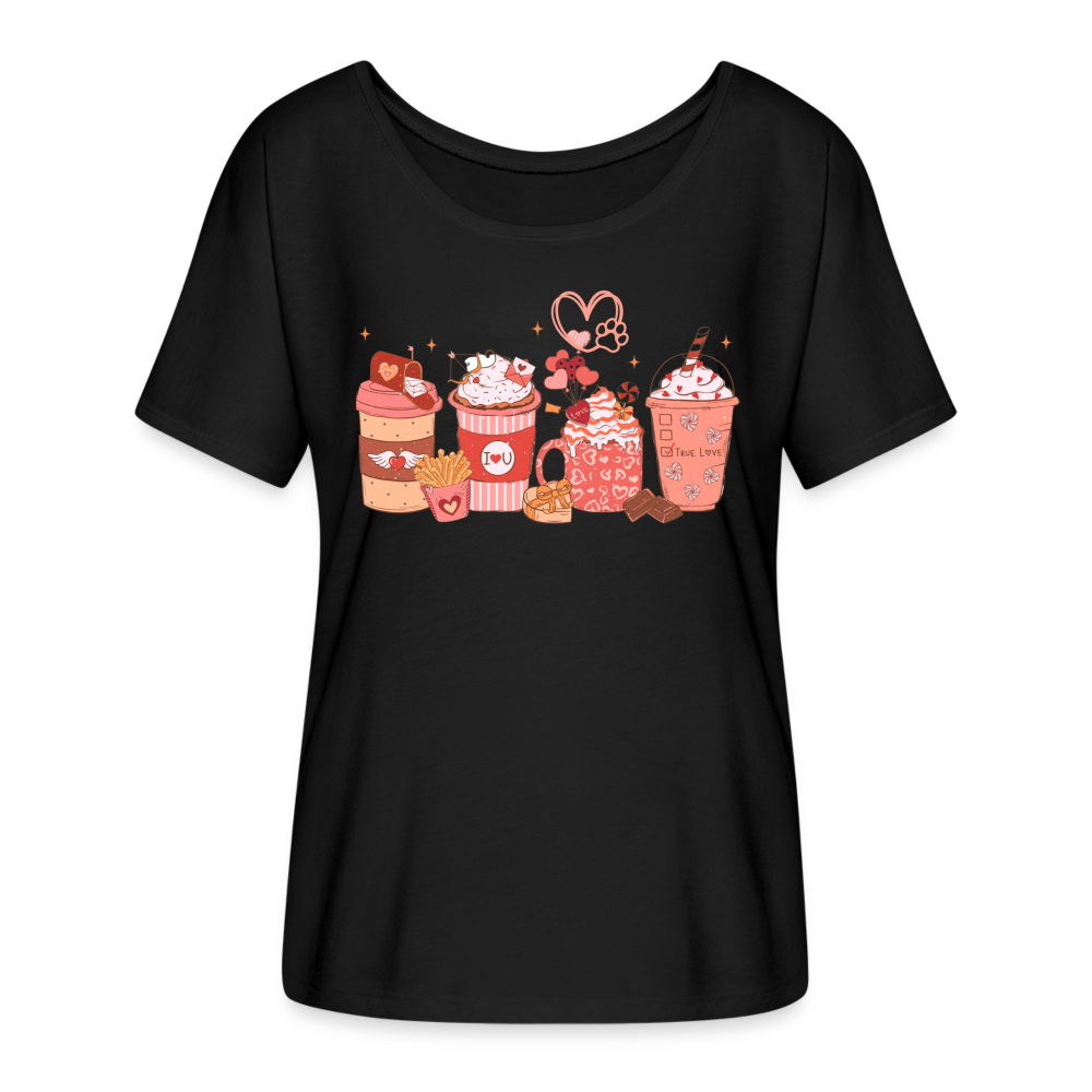 Women’s Flowy T-Shirt-Love Coffee - black