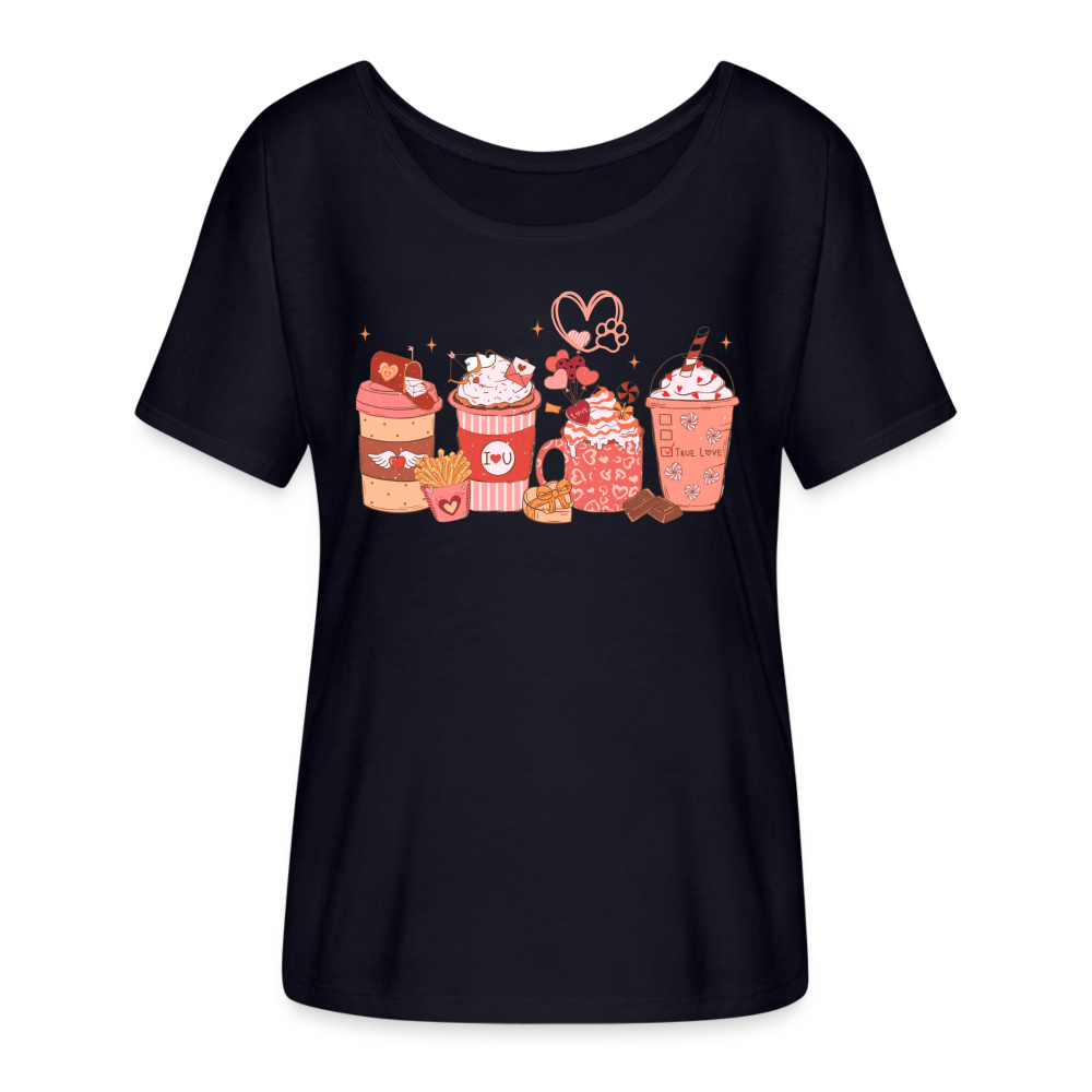 Women’s Flowy T-Shirt-Love Coffee - midnight navy