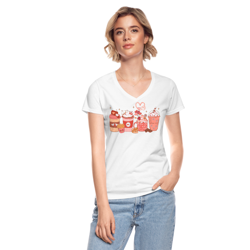 Women's V-Neck T-Shirt-Coffee Lovers - white