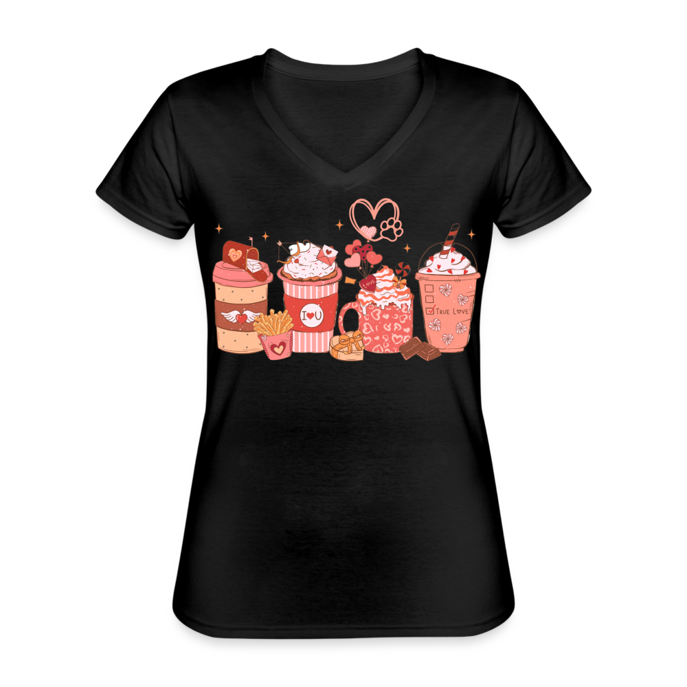 Women's V-Neck T-Shirt-Coffee Lovers - black