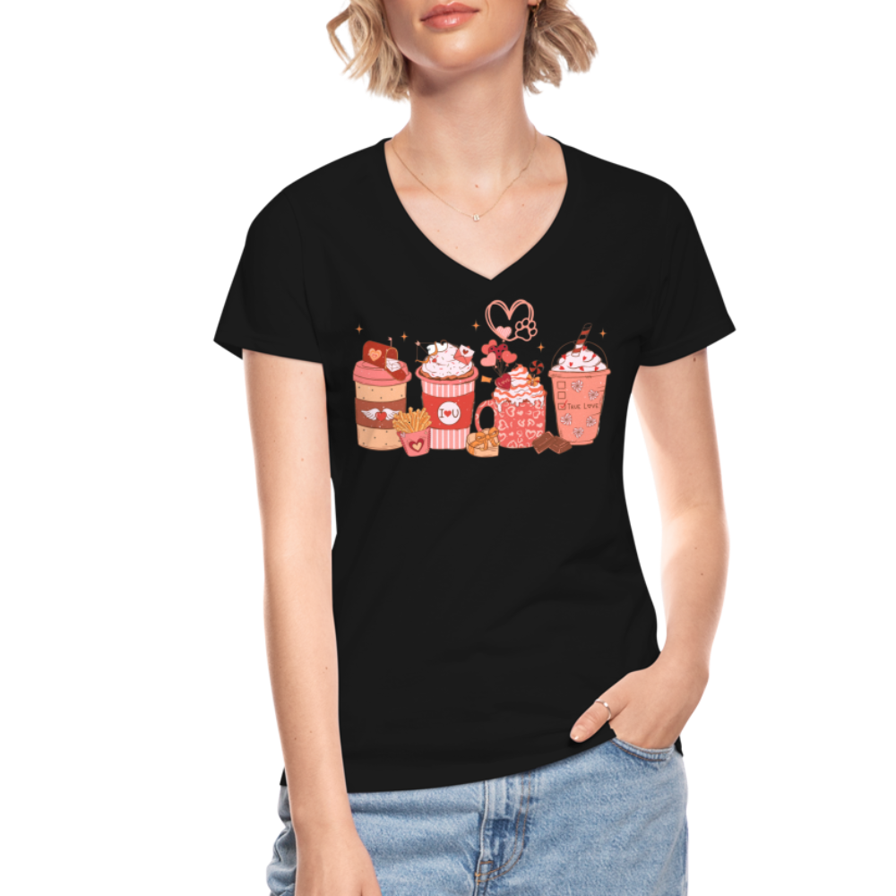 Women's V-Neck T-Shirt-Coffee Lovers - black