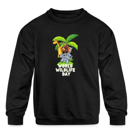 Kids' Crewneck Sweatshirt-World-Wild-Life-Day - black