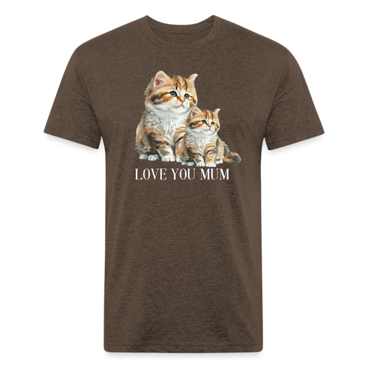 Fitted Cotton/Poly T-Shirt -Love You Mum - heather espresso