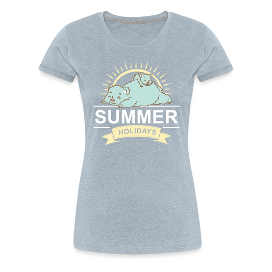 Women’s Premium T-Shirt-Summer-Holidays-Bear and Cub - heather ice blue