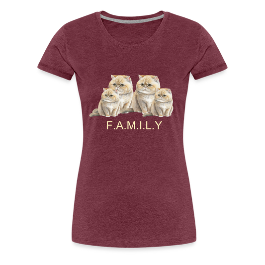 Women’s Premium T-Shirt-Cat-Family - heather burgundy