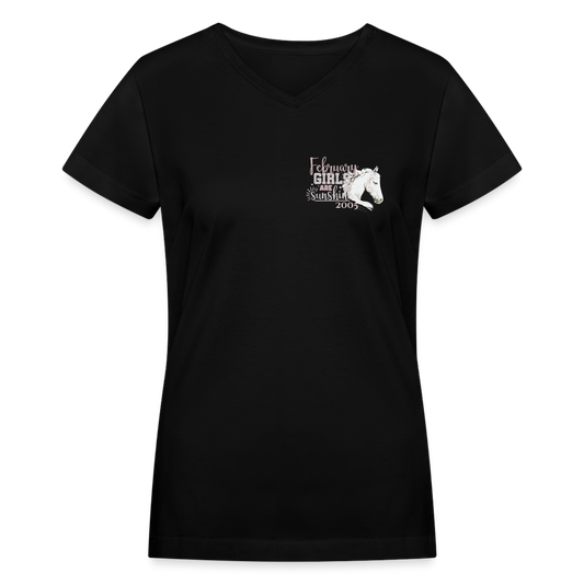 Women's V-Neck T-Shirt-18thBirthday-Horse Loving Girl - black