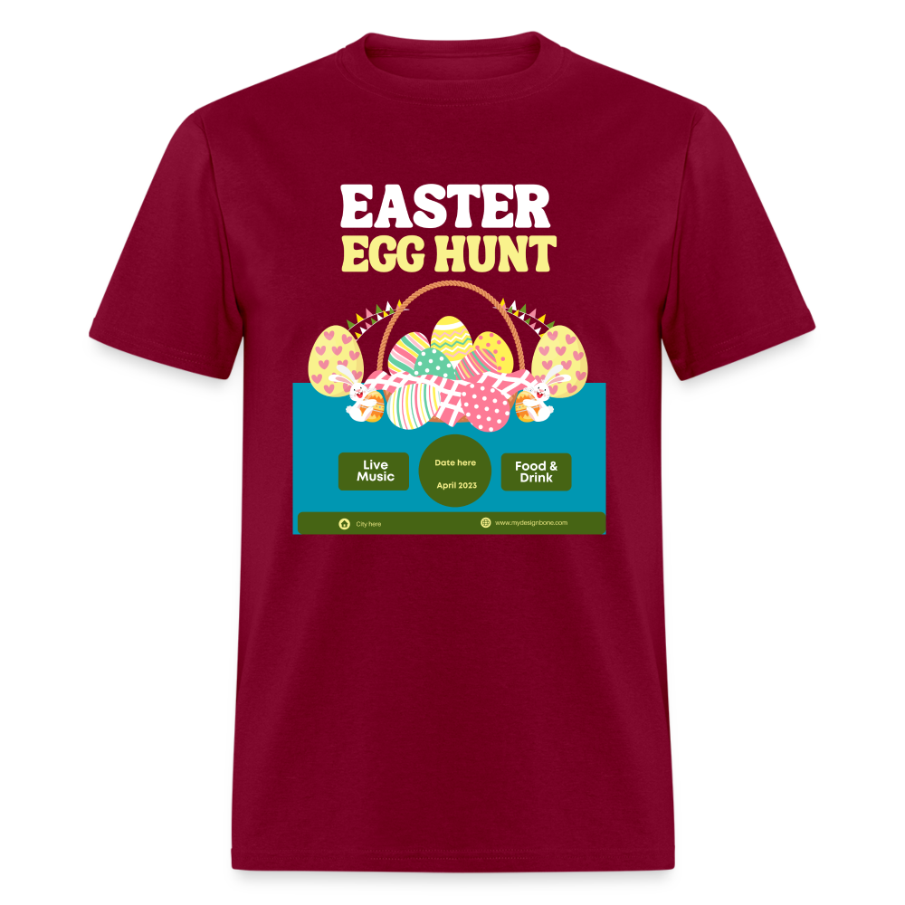 Unisex Classic T-Shirt-Easter Egg Hunt Event Tshirt - burgundy