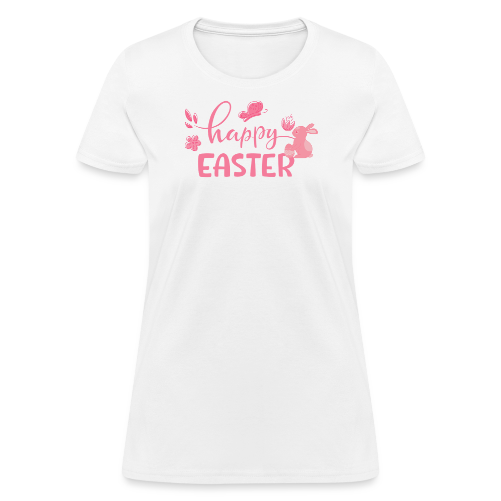 Women's Pink T-Shirt-Happy Easter - white