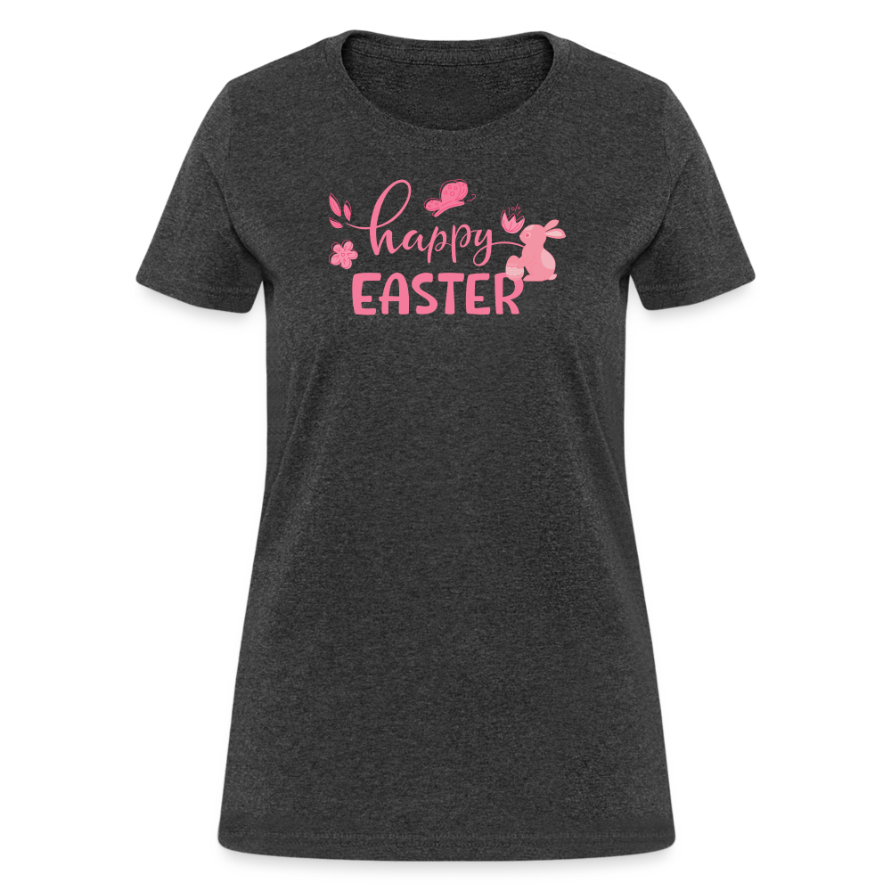 Women's Pink T-Shirt-Happy Easter - heather black