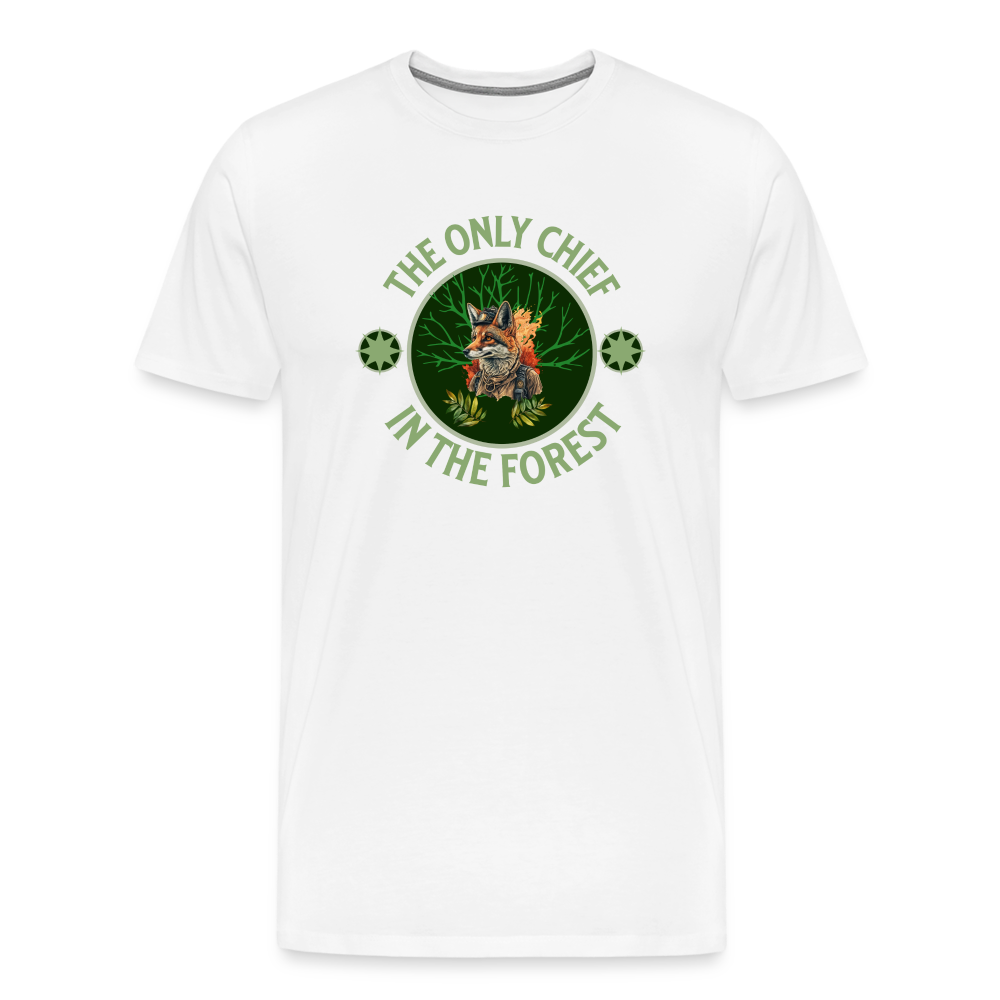 Men's Premium T-Shirt-Fox in the forest - white
