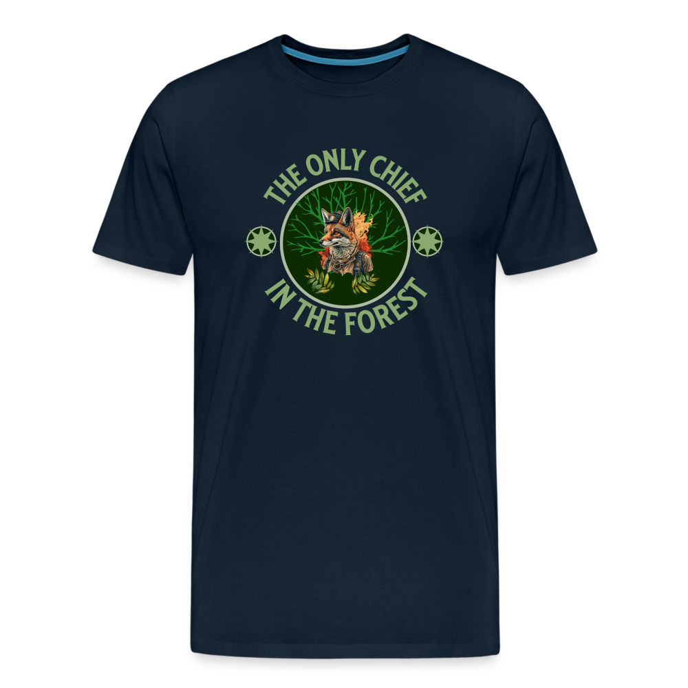 Men's Premium T-Shirt-Fox in the forest - deep navy