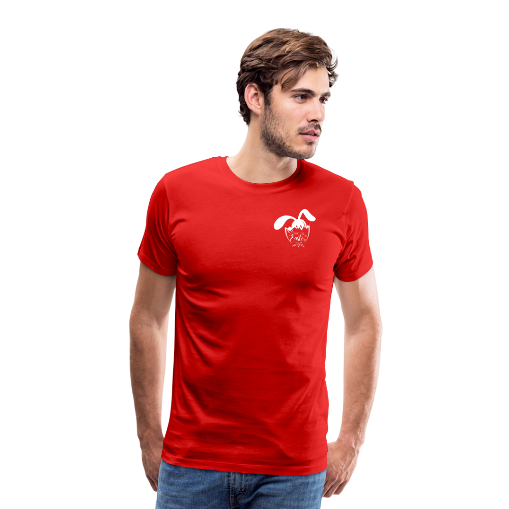 Men's Premium  Black T-Shirt-Happy Easter! - red