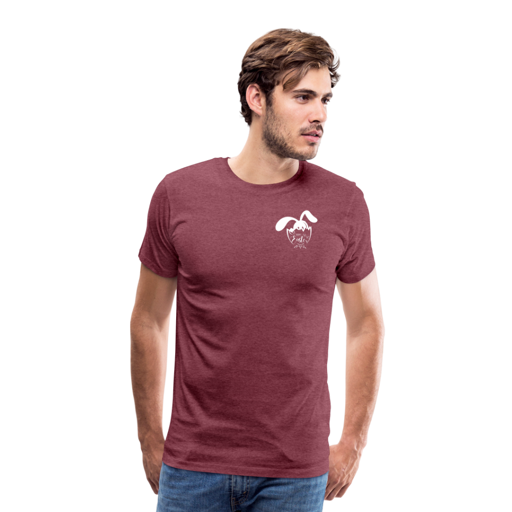 Men's Premium  Black T-Shirt-Happy Easter! - heather burgundy